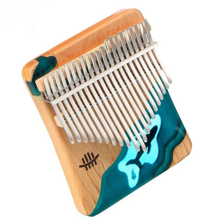 Kalimba Buddha Stones de 17/21 teclas, piano de pulgar de madera de haya, diseño de ballena azul de aguas profundas, piano de dedo portátil