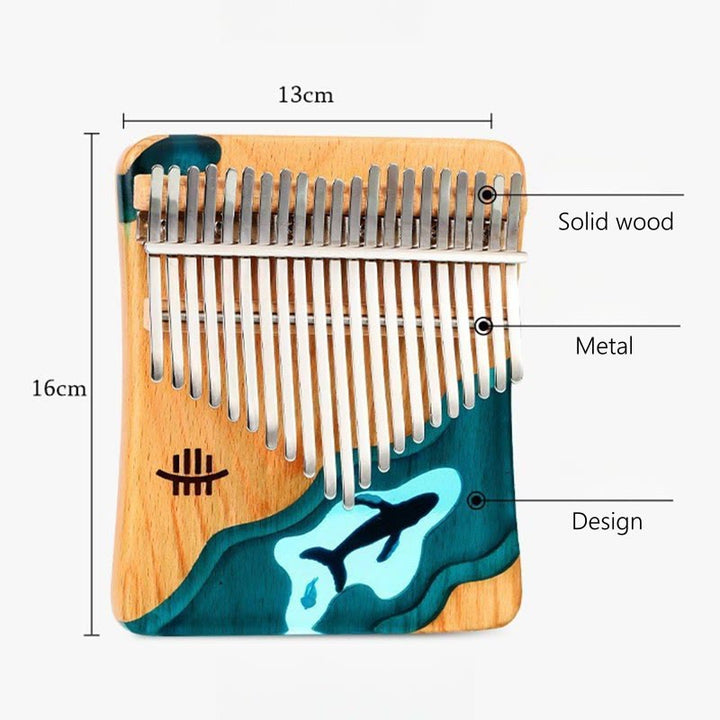 Kalimba Buddha Stones de 17/21 teclas, piano de pulgar de madera de haya, diseño de ballena azul de aguas profundas, piano de dedo portátil