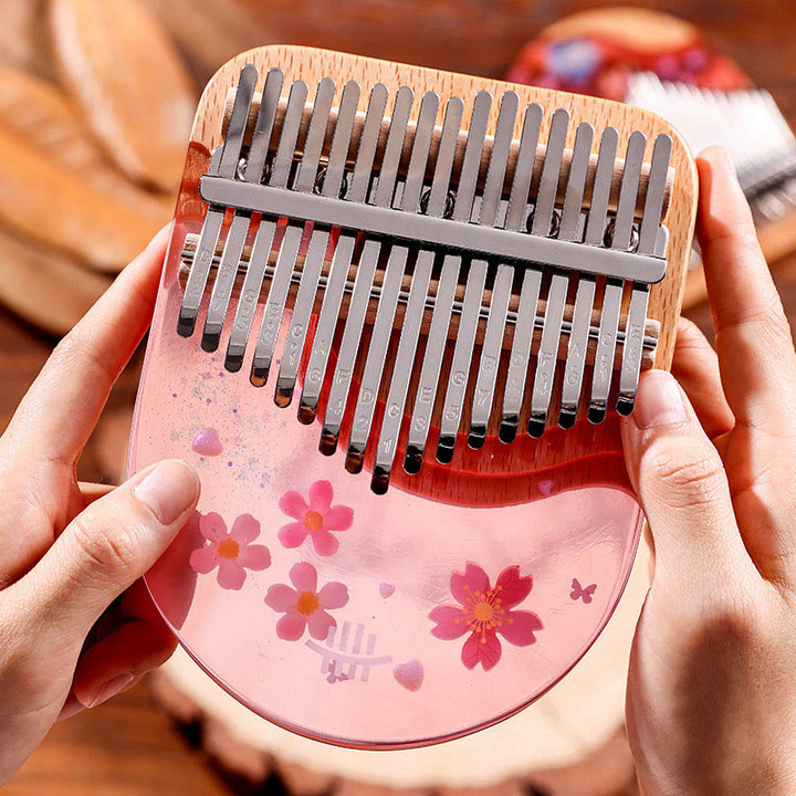 Kalimba Buddha Stones de 17/21 teclas, piano de pulgar de madera de haya y cerezo rosa, piano de dedo portátil