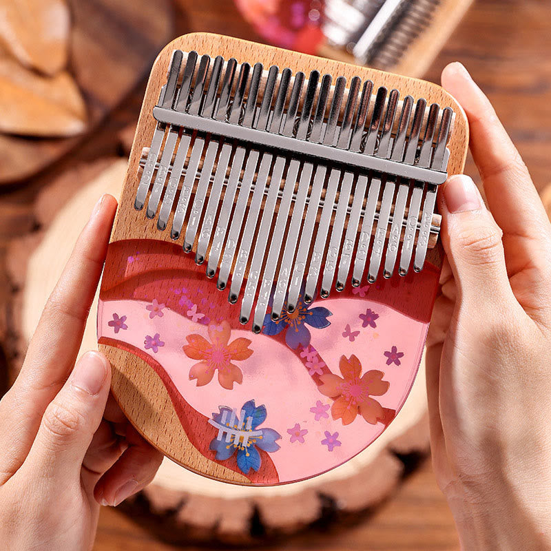 Kalimba Buddha Stones de 17/21 teclas, piano de pulgar de madera de haya y cerezo rosa, piano de dedo portátil