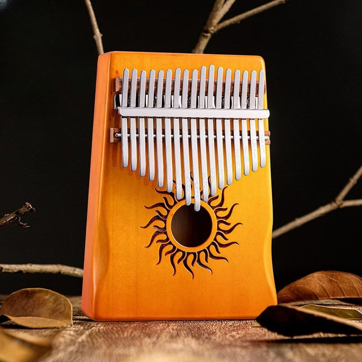 Kalimba Buddha Stones de 17/21 teclas, piano de pulgar con patrón solar, madera de arce, piano de dedo portátil para principiantes