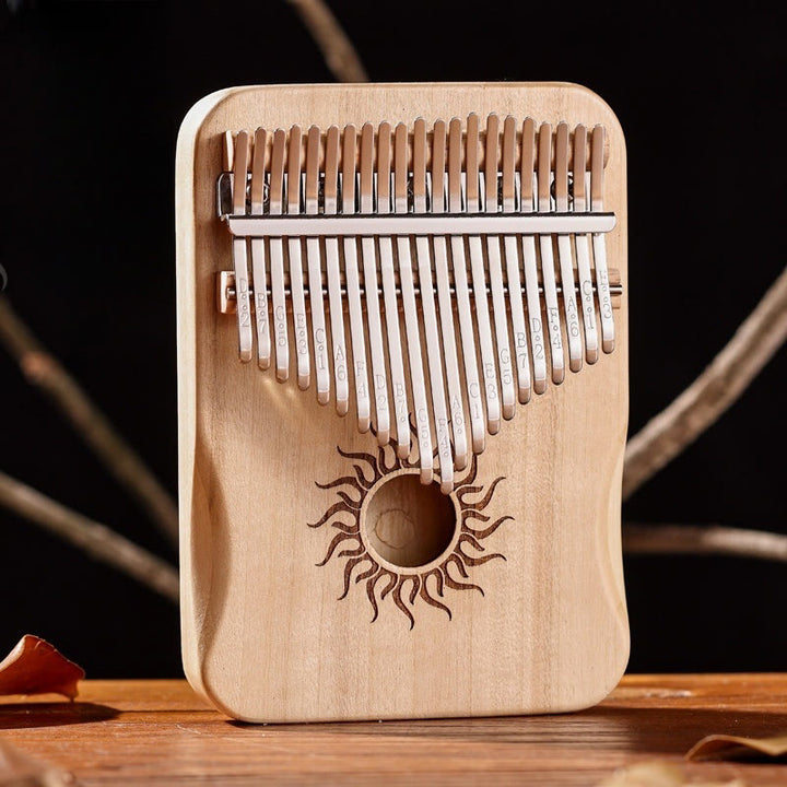 Kalimba Buddha Stones de 17/21 teclas, piano de pulgar con patrón solar, madera de arce, piano de dedo portátil para principiantes