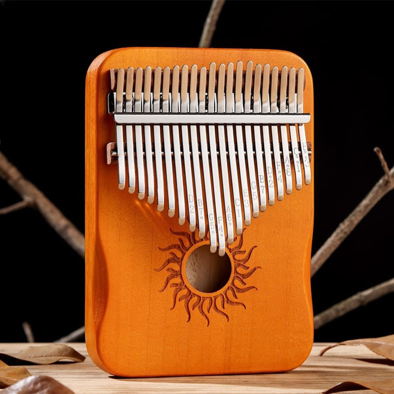 Kalimba Buddha Stones de 17/21 teclas, piano de pulgar con patrón solar, madera de arce, piano de dedo portátil para principiantes
