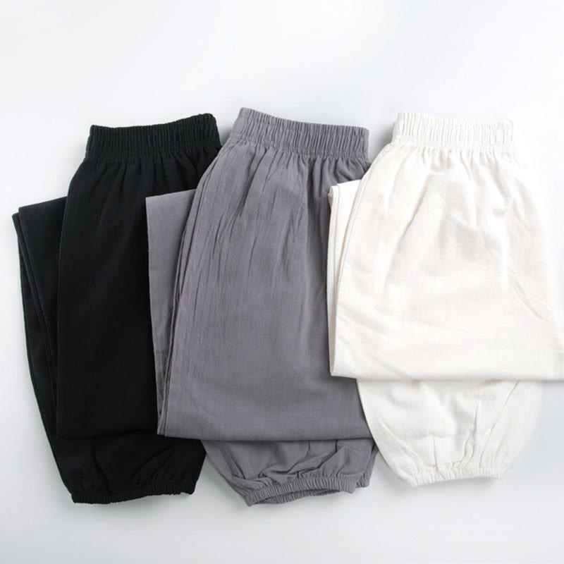 Pantalones de práctica de tai chi y qigong unisex de color sólido con cintura elástica y bolsillos , de Buddha Stones, para verano - image 14