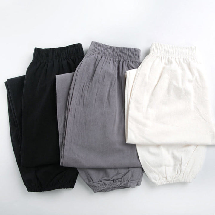 Pantalones de práctica de tai chi y qigong unisex de color sólido con cintura elástica y bolsillos , de Buddha Stones, para verano - image 14