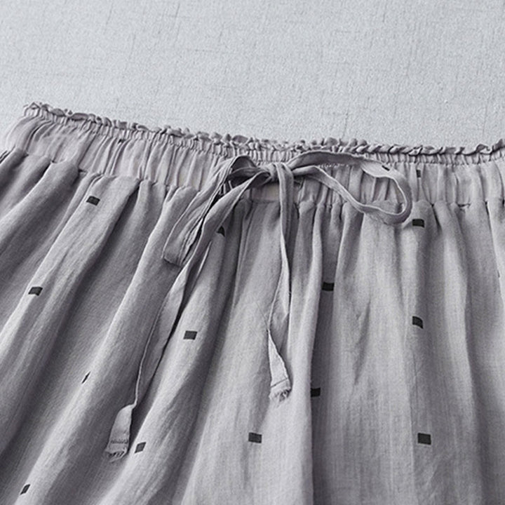 Pantalones anchos de lino y algodón para mujer con diseño de lunares de verano y bolsillos. - image 3