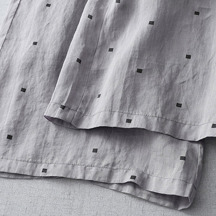 Pantalones anchos de lino y algodón para mujer con diseño de lunares de verano y bolsillos. - image 7