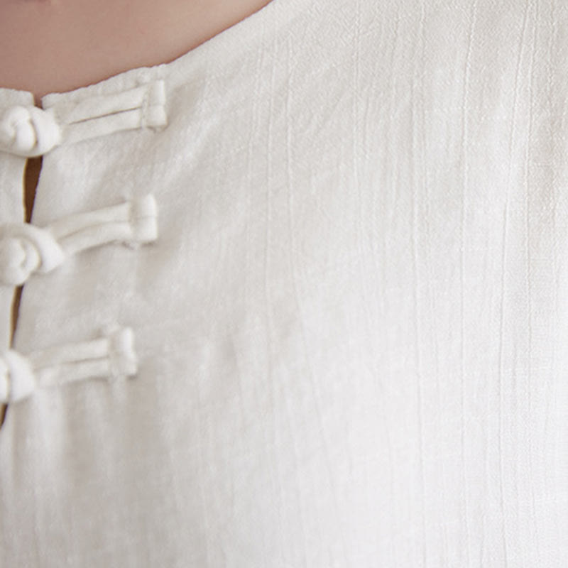 Conjunto de 2 piezas de camisa y pantalones de manga larga con diseño de rana china y botones de Buddha Stones, de algodón y lino, para meditación, zen y tai chi, para mujer.