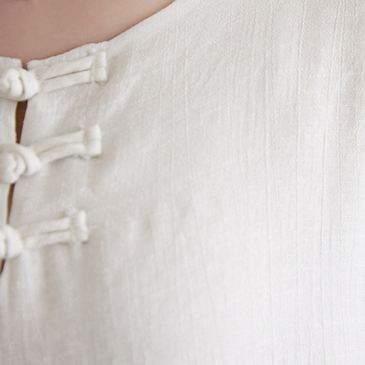 Conjunto de 2 piezas de camisa y pantalones de manga larga con diseño de rana china y botones de Buddha Stones, de algodón y lino, para meditación, zen y tai chi, para mujer.