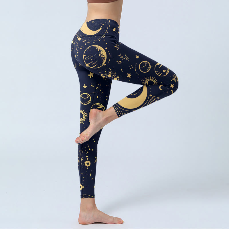 Leggings de yoga para mujer con estampado de Buddha Stones, luna, estrellas y universo - image 5
