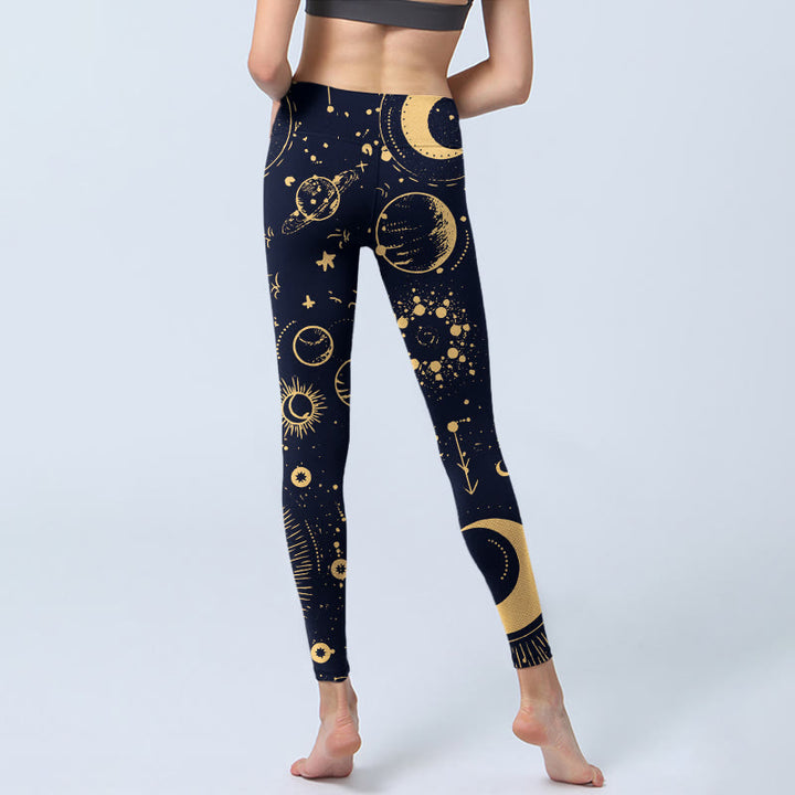 Leggings de yoga para mujer con estampado de Buddha Stones, luna, estrellas y universo - image 7