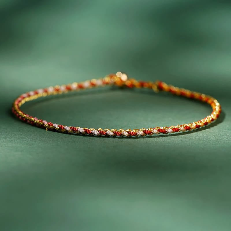 Pulsera trenzada extrafina con cuentas de moneda de la suerte y cuerda colorida de Buddha Stones - Rojo - Cuerda desnuda - 20 cm - image 8