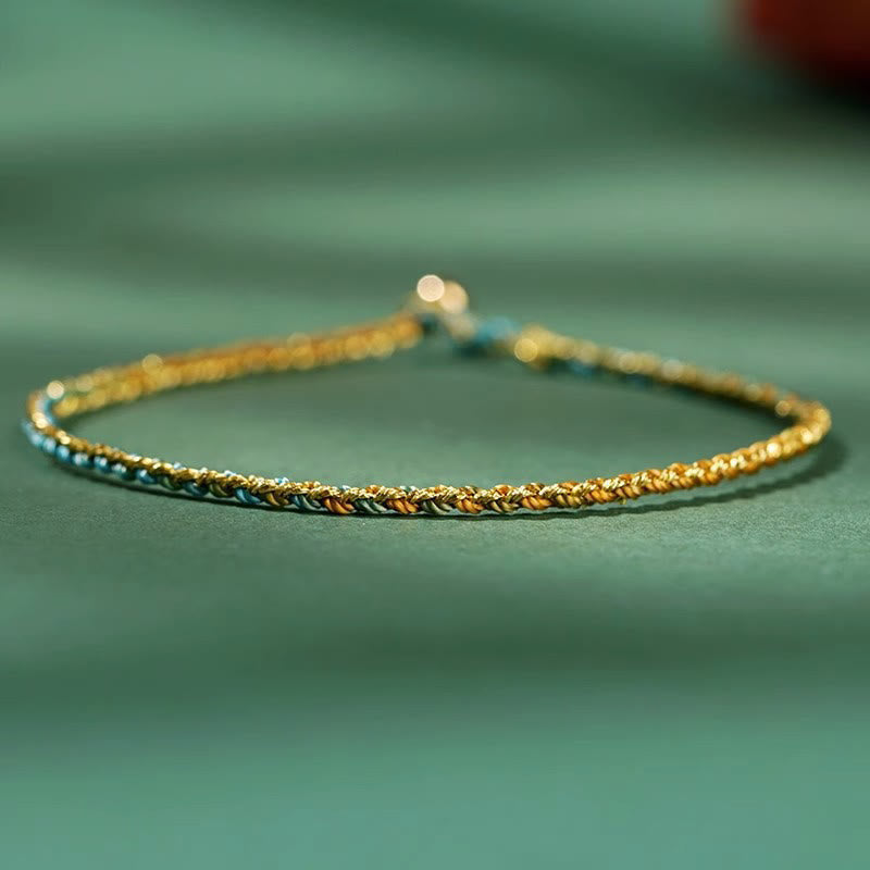 Pulsera trenzada extrafina con cuentas de moneda de la suerte y cuerda colorida de Buddha Stones - Verde - Cuerda desnuda - 20 cm - image 14