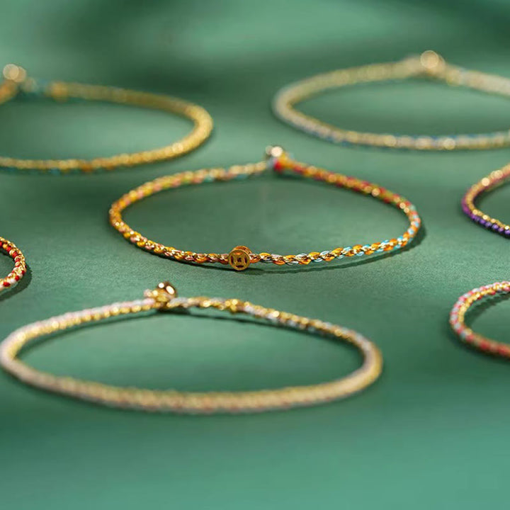 Pulsera trenzada extrafina con cuentas de moneda de la suerte y cuerda colorida de Buddha Stones - image 23