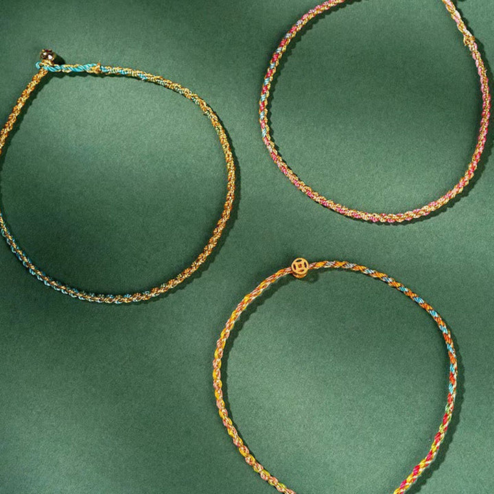 Pulsera trenzada extrafina con cuentas de moneda de la suerte y cuerda colorida de Buddha Stones - image 23