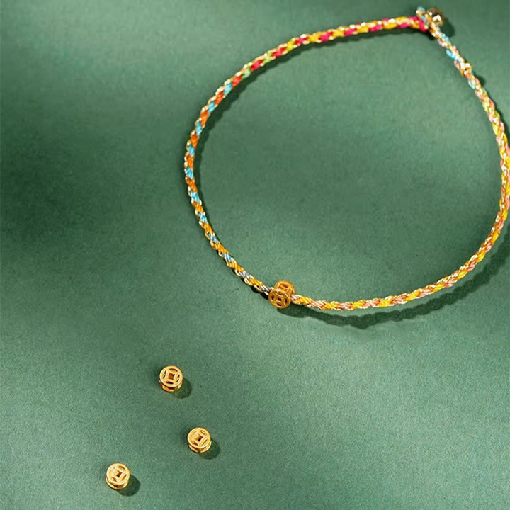 Pulsera trenzada extrafina con cuentas de moneda de la suerte y cuerda colorida de Buddha Stones - image 4