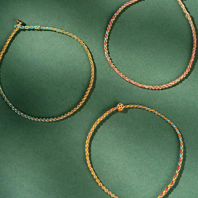 Pulsera trenzada extrafina con cuentas de moneda de la suerte y cuerda colorida de Buddha Stones - image 24