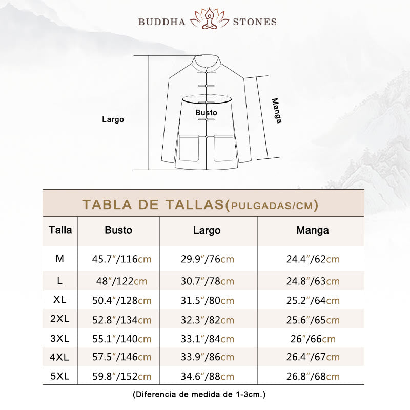 Traje chino Tang de algodón y lino con botones de rana y Buddha Stones para hombre, chaqueta y camisa con bolsillos - image 2