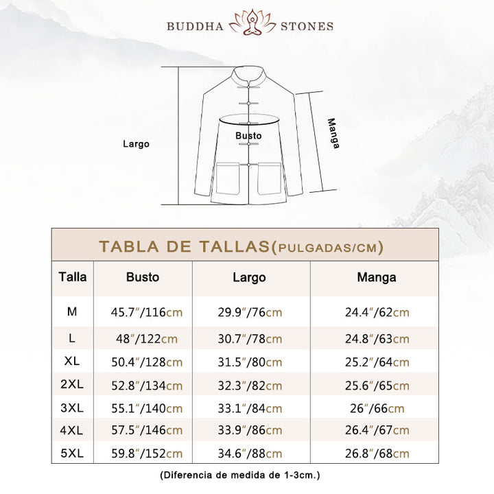 Traje chino Tang de algodón y lino con botones de rana y Buddha Stones para hombre, chaqueta y camisa con bolsillos - image 2