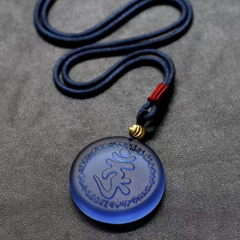 Collar con colgante de cristal Liuli con mantra Shurangama tibetano y Buddha Stones - image 1
