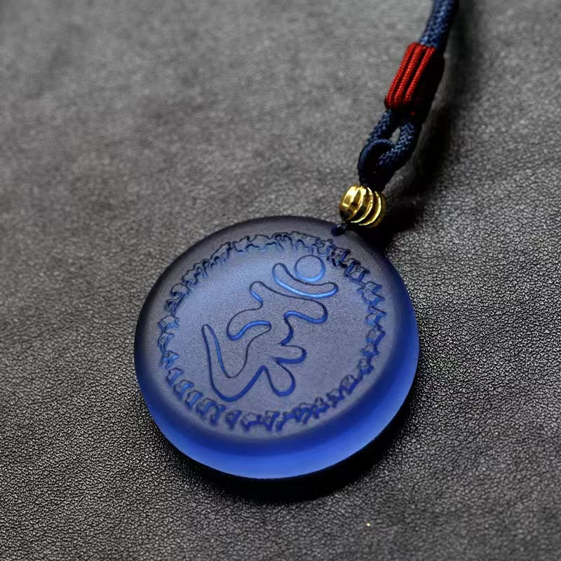 Collar con colgante de cristal Liuli con mantra Shurangama tibetano y Buddha Stones - Mantra Shurangama - image 0