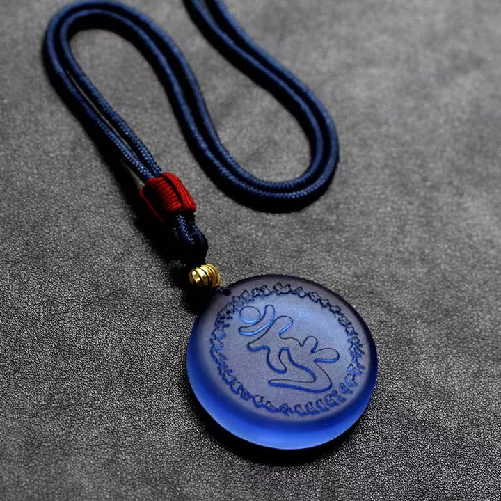 Collar con colgante de cristal Liuli con mantra Shurangama tibetano y Buddha Stones - image 2