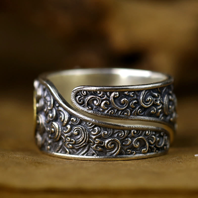 Anillo ajustable de plata de ley 925 con Buddha Stones , PiXiu, moneda de cobre y latón para la riqueza y la suerte. - image 3