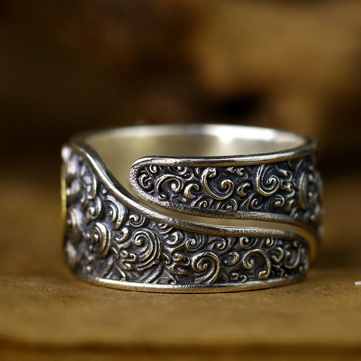 Anillo ajustable de plata de ley 925 con Buddha Stones , PiXiu, moneda de cobre y latón para la riqueza y la suerte. - image 3