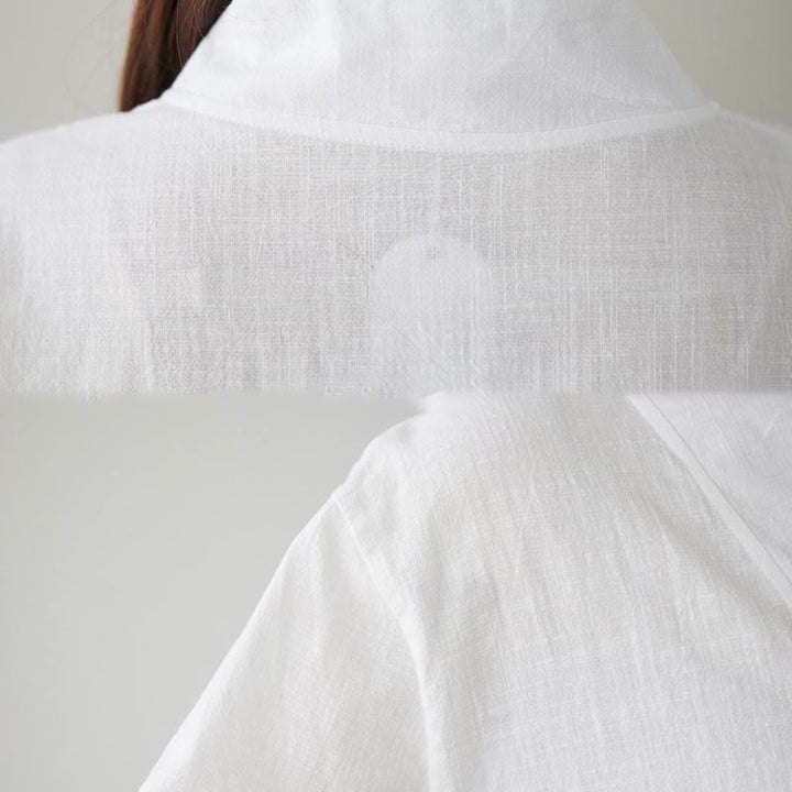 Conjunto de 2 piezas de camisa y pantalones de media manga con diseño simple de botones de rana y cuello en V con Buddha Stones , ropa informal de verano con bolsillos para meditación, zen y tai chi para mujer