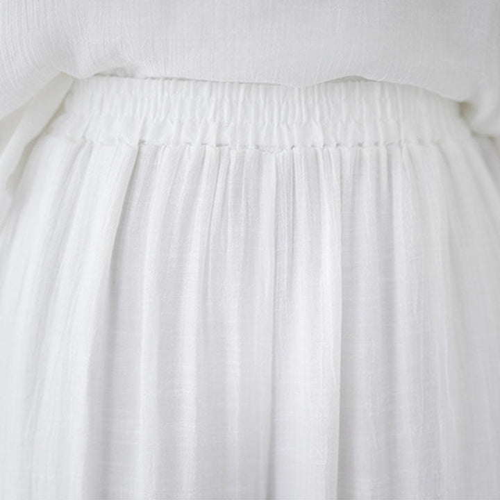 Conjunto de 3 piezas de top sin mangas con dobladillo irregular, pantalones anchos y bolsillos, estilo casual vintage blanco con Buddha Stones , para meditación, zen y tai chi, para mujer