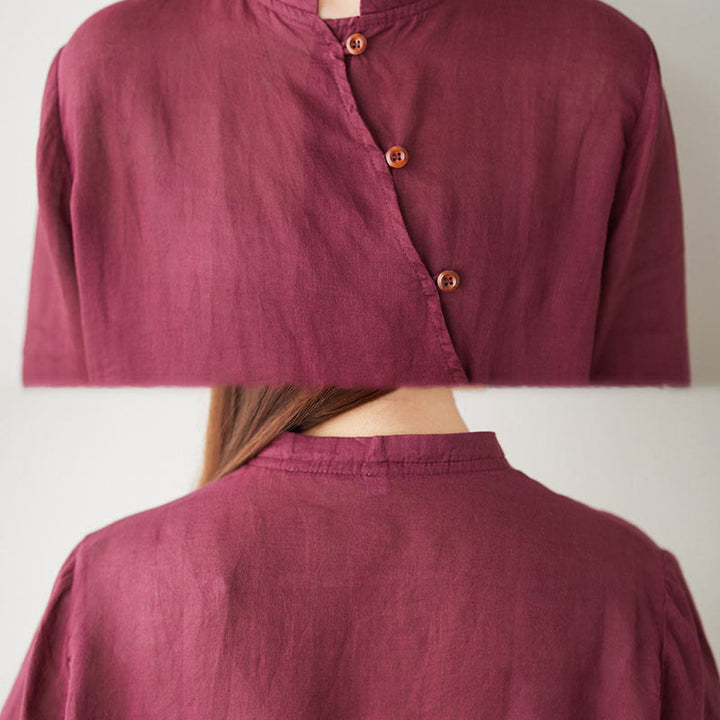Conjunto informal de 2 piezas con Buddha Stones , camisa, top y falda con bolsillos, manga tres cuartos, cuello inclinado, meditación, zen, tai chi, para mujer