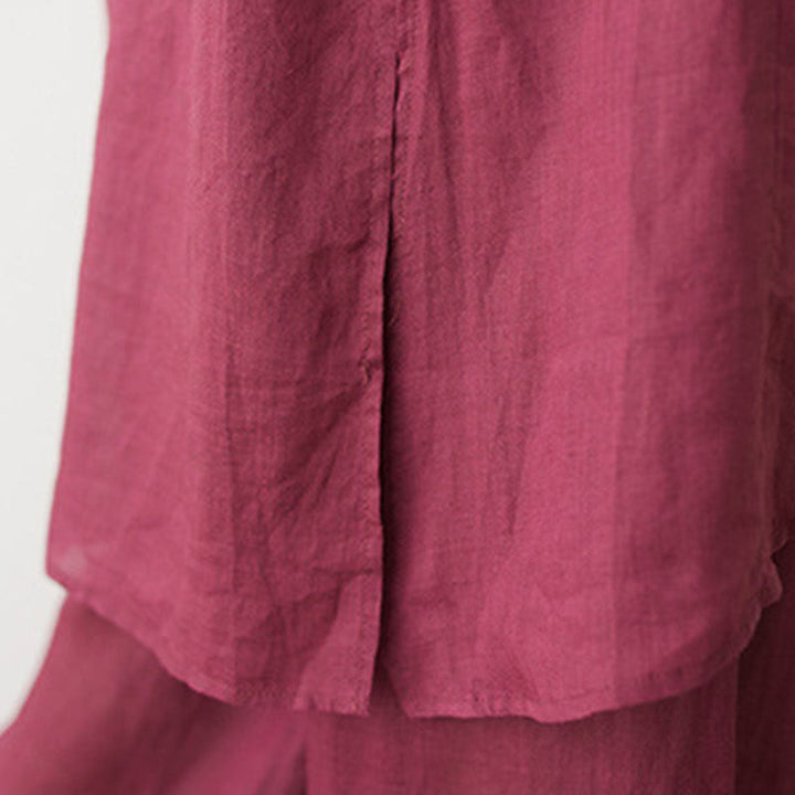 Conjunto informal de 2 piezas con Buddha Stones, camisa de manga tres cuartos, cuello inclinado, pantalones anchos con bolsillos, ropa de meditación, zen y tai chi para mujer - image 11