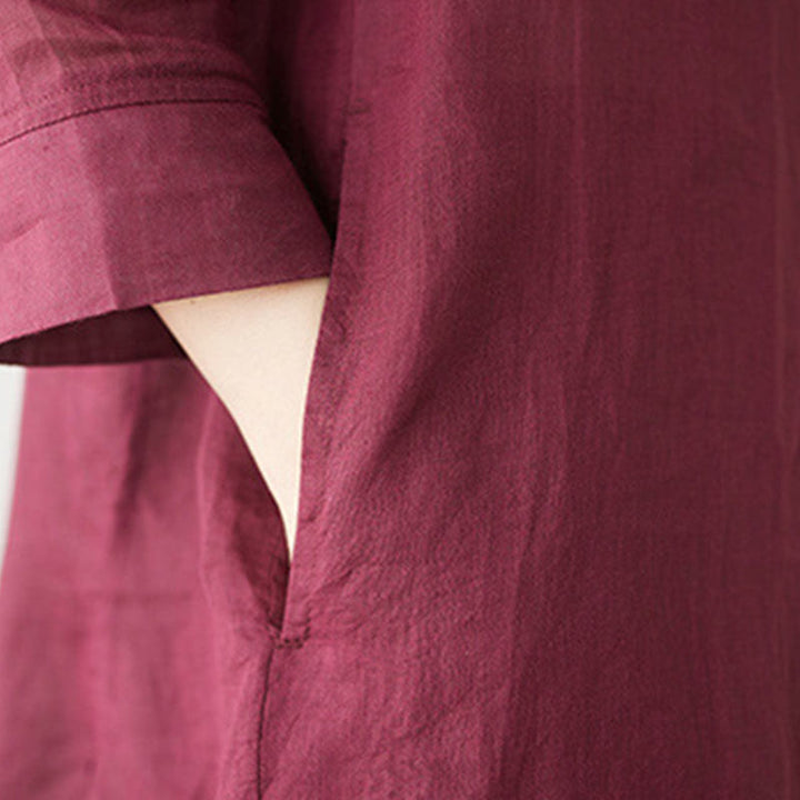 Conjunto informal de 2 piezas con Buddha Stones, camisa de manga tres cuartos, cuello inclinado, pantalones anchos con bolsillos, ropa de meditación, zen y tai chi para mujer - image 10