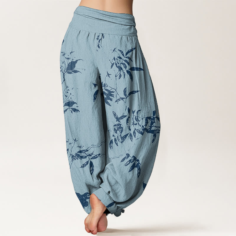Pantalones harén de algodón puro con estampado de ramas y Buddha Stones para mujer, cintura elástica - image 6