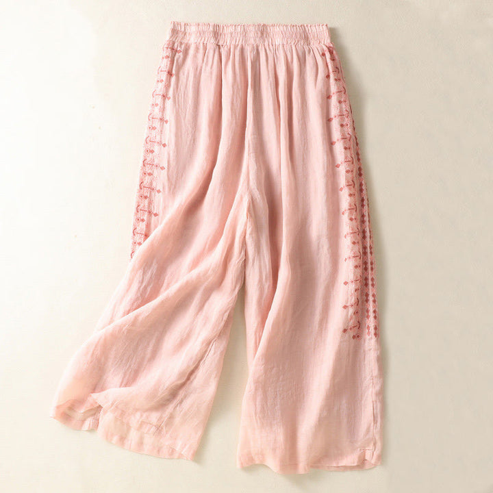 Pantalones de Buddha Stones para mujer, cintura alta, pierna ancha y bolsillos. - Rosa claro - US8-10，UK/AU12-14，EU40-42 (2XL) - image 6