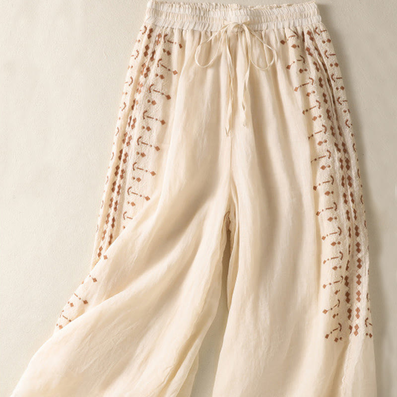 Pantalones de Buddha Stones para mujer, cintura alta, pierna ancha y bolsillos. - image 1