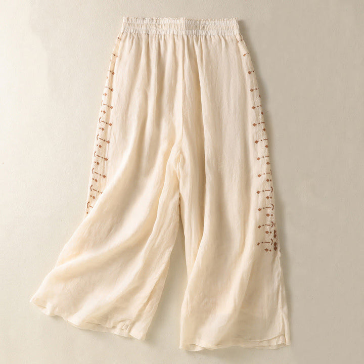 Pantalones de Buddha Stones para mujer, cintura alta, pierna ancha y bolsillos. - Chifón de limón - US8-10，UK/AU12-14，EU40-42 (2XL) - image 0