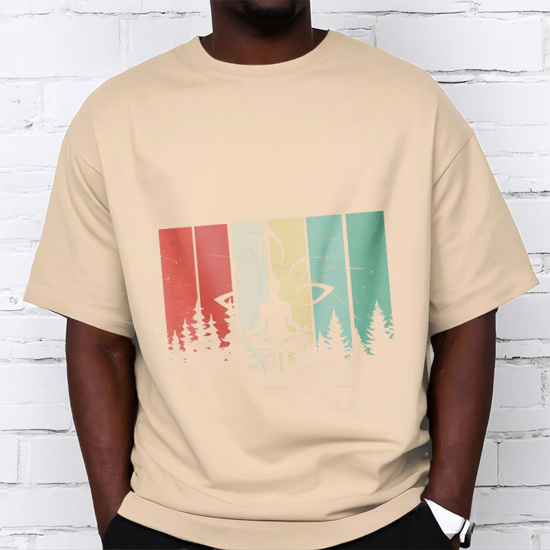 Camiseta de algodón con estatua de Buda meditando en posición de loto y estampado de sombras. - image 9