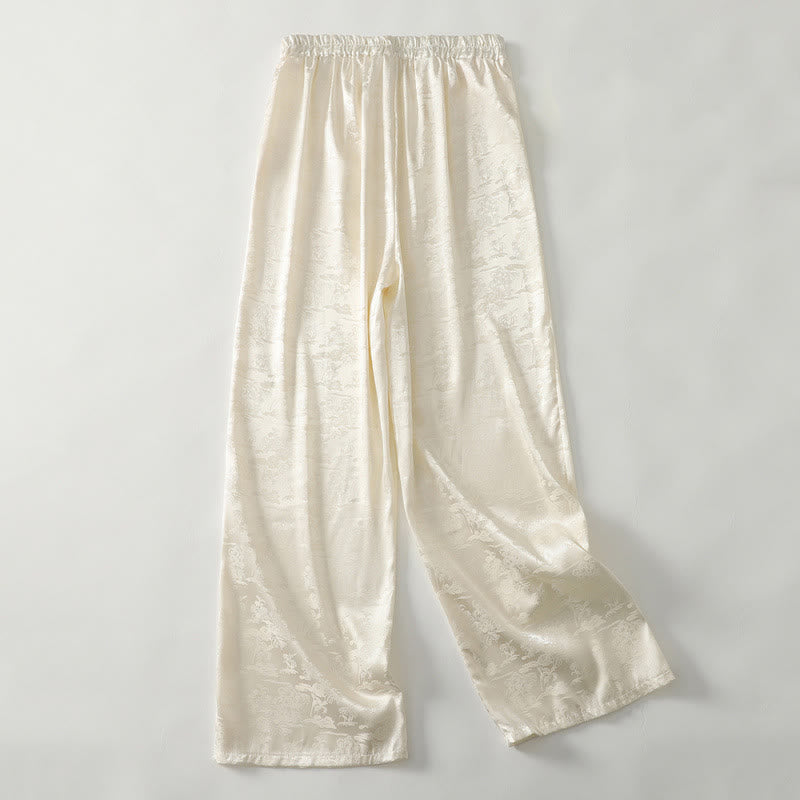 Pantalones anchos de lino y algodón para mujer, de color liso, con bolsillos, estilo casual de primavera, con estampado de Buddha Stones - image 1