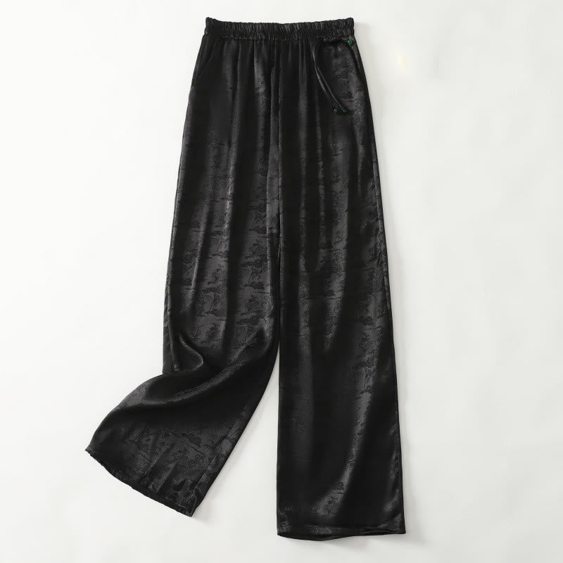 Pantalones anchos de lino y algodón para mujer, de color liso, con bolsillos, estilo casual de primavera, con estampado de Buddha Stones - Negro - US8-10，UK/AU12-14，EU40-42 (2XL) - image 8