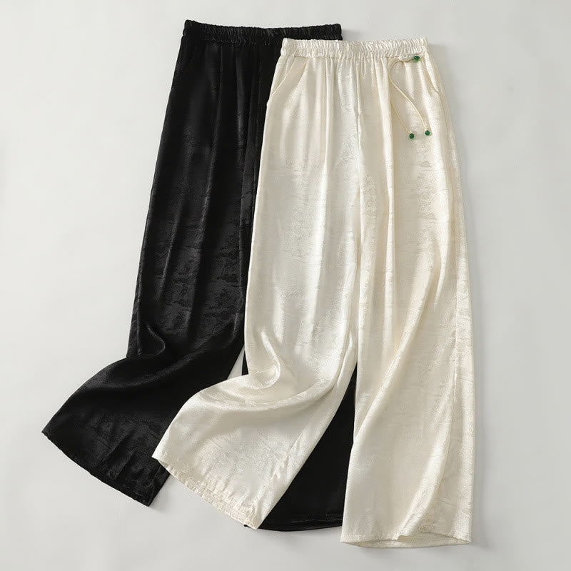 Pantalones anchos de lino y algodón para mujer, de color liso, con bolsillos, estilo casual de primavera, con estampado de Buddha Stones - image 9