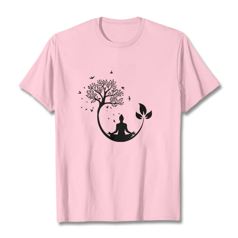 Camiseta de algodón con estampado de Buddha Stones de Buda - rosa claro - 2XL - image 12