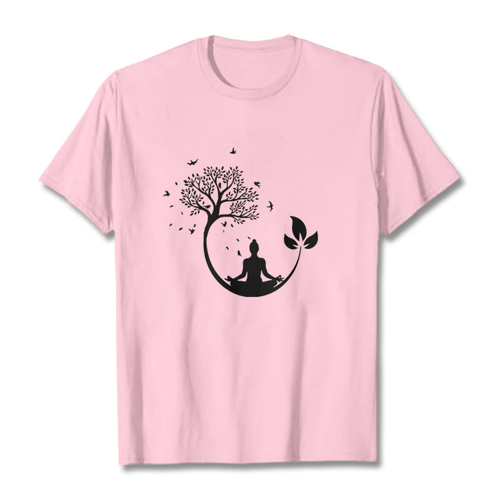 Camiseta de algodón con estampado de Buddha Stones de Buda - rosa claro - 2XL - image 12