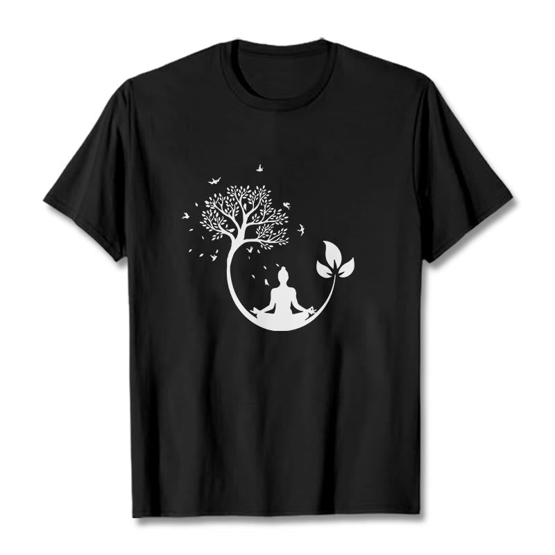 Camiseta de algodón con estampado de Buddha Stones de Buda - Negro - 2XL - image 4