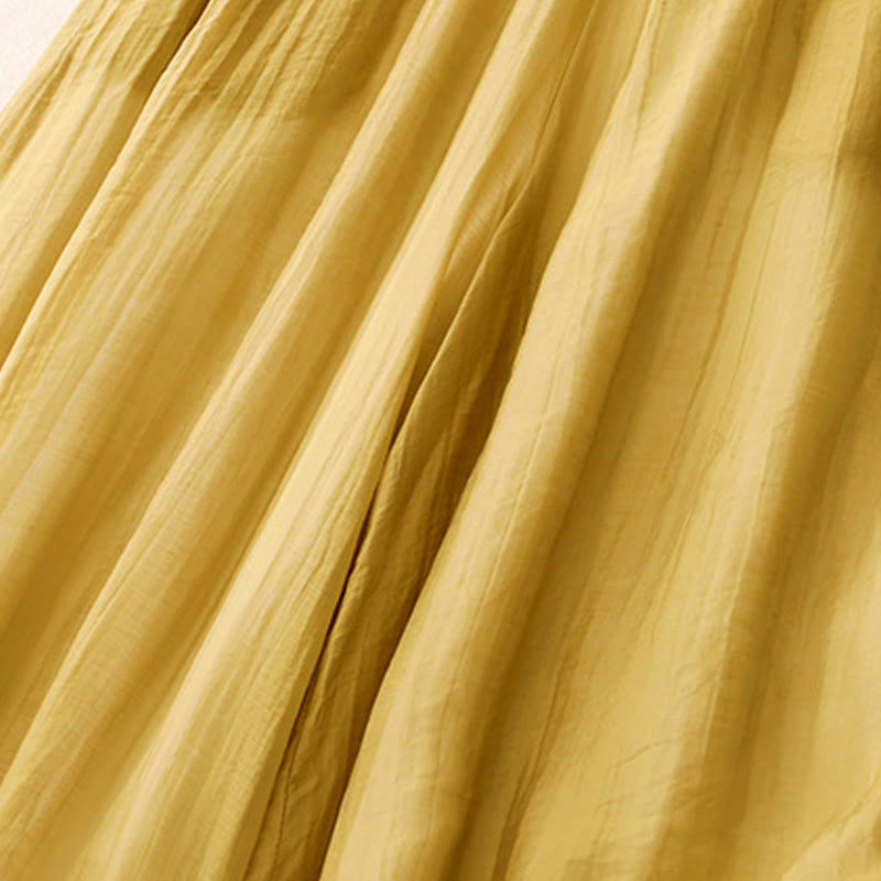 Pantalones de pierna ancha de lino y algodón con bolsillos para mujer, estilo vintage, informal, de color liso, con encaje y puños de patchwork, de Buddha Stones - image 1