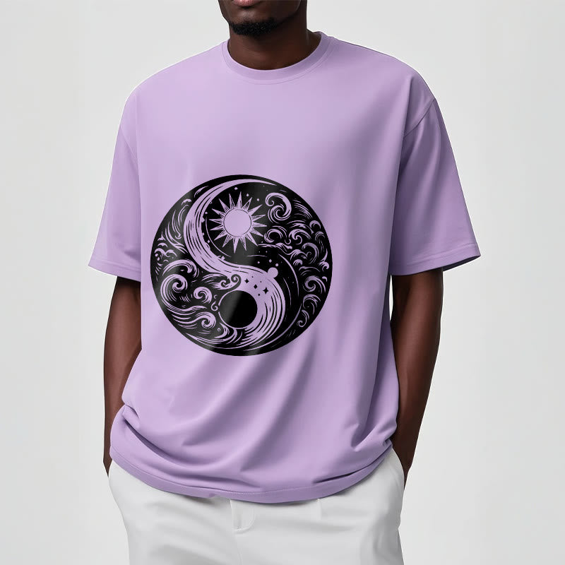 Camiseta de algodón con estampado de Buddha Stones, sol, luna, olas, Yin Yang - image 17