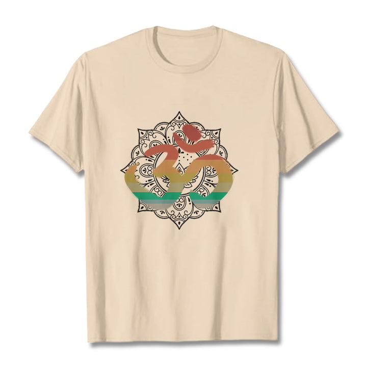 Camiseta de algodón con estampado de mandala sánscrito Om en degradado de colores y Buddha Stones - Sopa de mariscos - 2XL - image 10