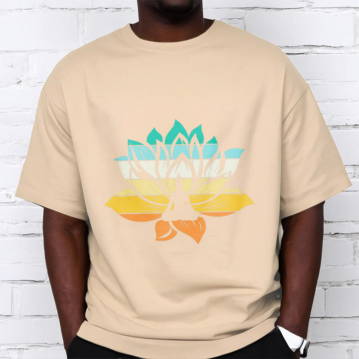 Camiseta de algodón con diseño de Buda meditando y flor de loto en degradado de Buddha Stones - image 9