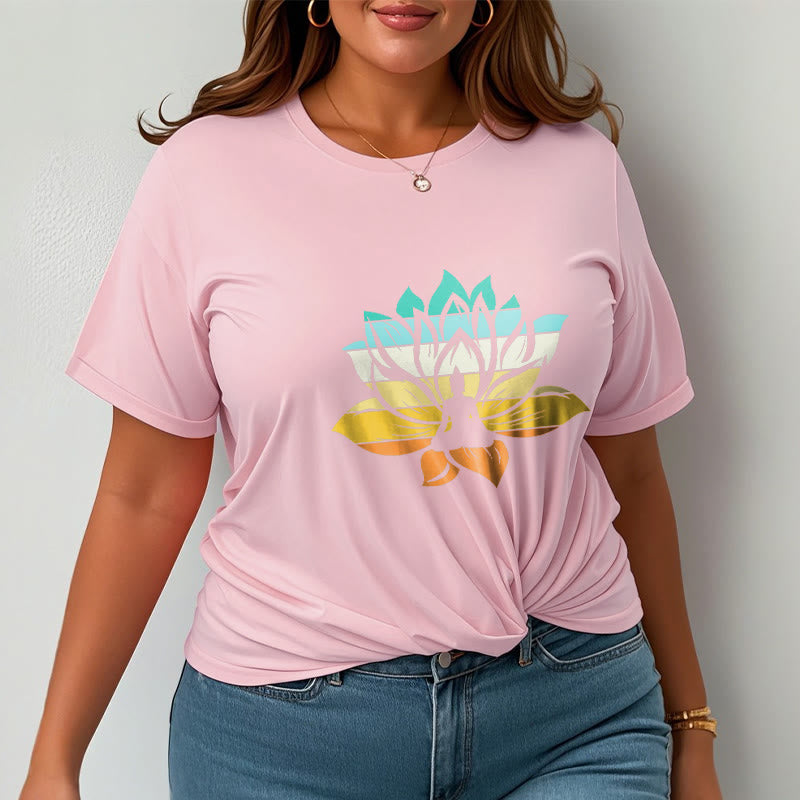 Camiseta de algodón con diseño de Buda meditando y flor de loto en degradado de Buddha Stones - image 14