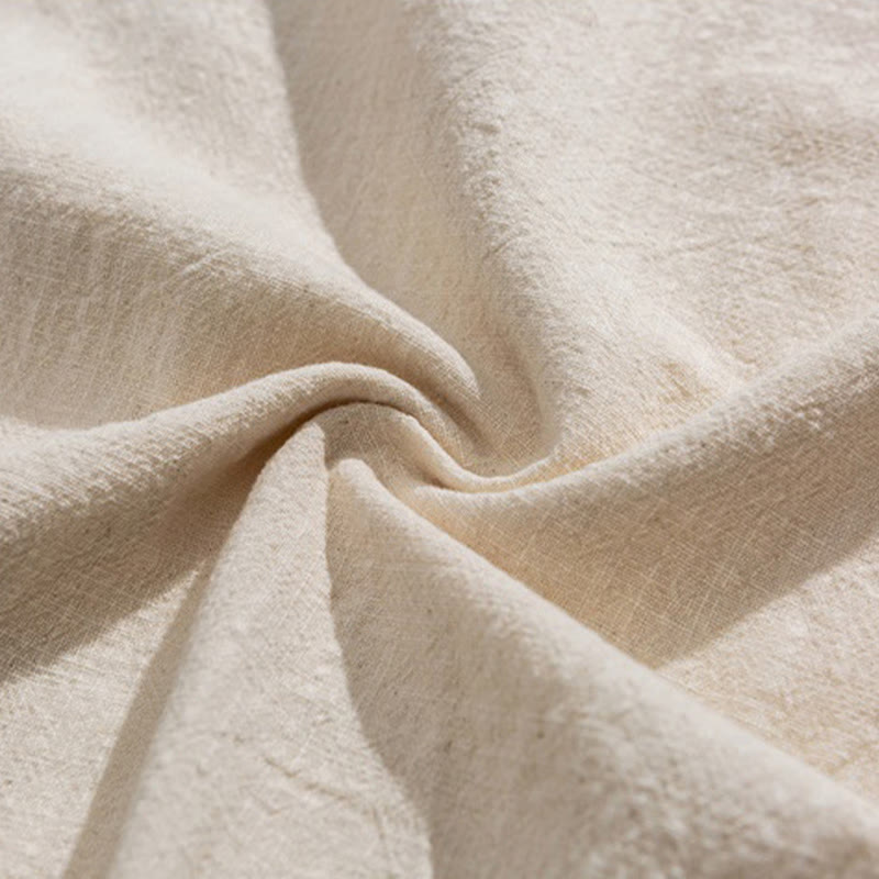 Camisa de algodón de media manga para hombre, estilo cárdigan vintage con diseño de dobladillo irregular, cuello alto y bolsillos, con estampado de Buddha Stones. - image 8